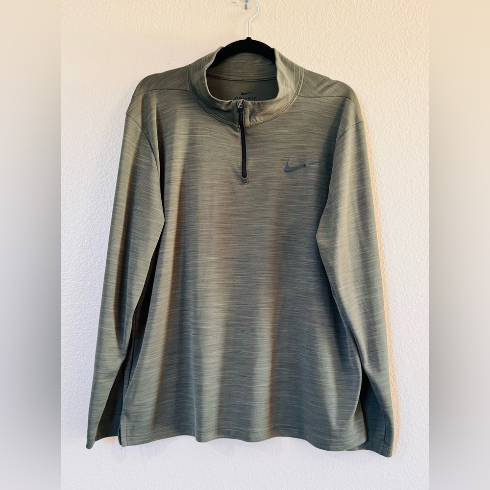 Nike Mens XL Breathe Superset 1/4 Zip Pullover Olive Green AR3716-325